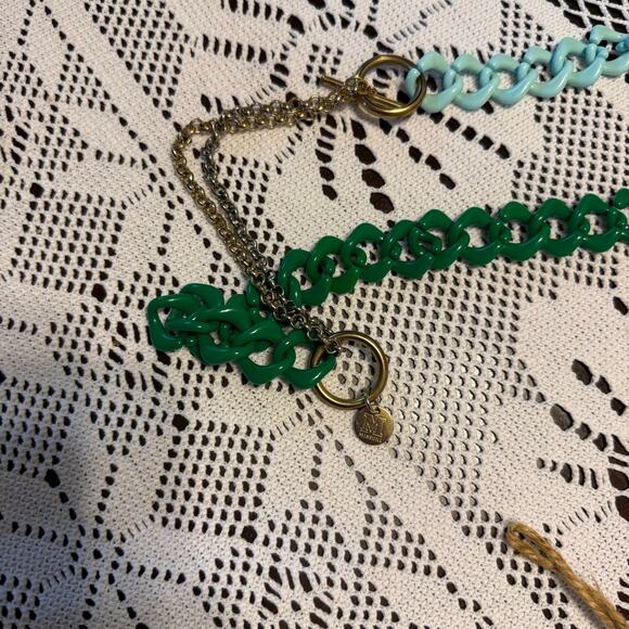 M Missoni chain necklace/belt green and blue plastic links with mixed metals - Picture 3 of 3
